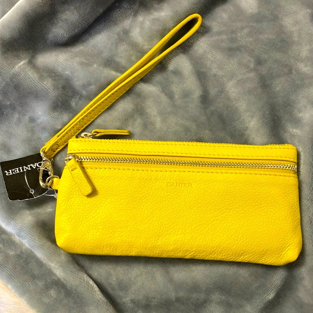 Danier Halley Leather Wristlet Wallet/Cardholder Yellow